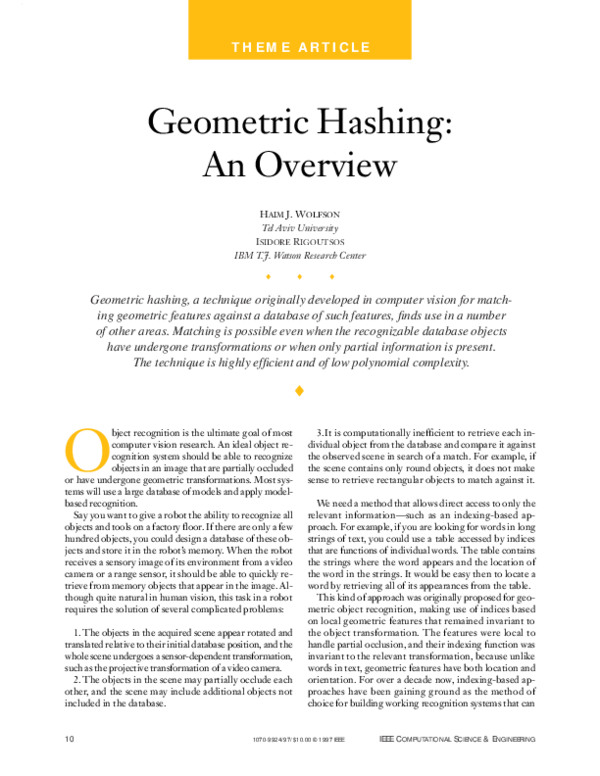 (PDF) Geometric hashing: An overview