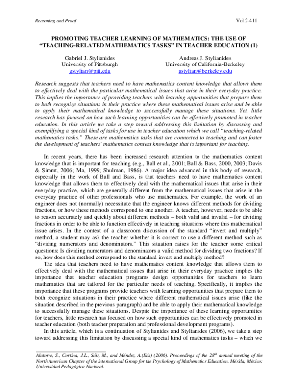 (PDF) Promoting teacher learning of mathematics: The use of ''teaching ...
