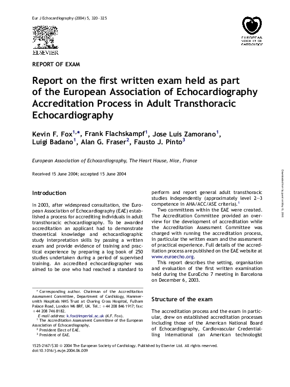 (PDF) Report on the first written exam held as part of the European ...