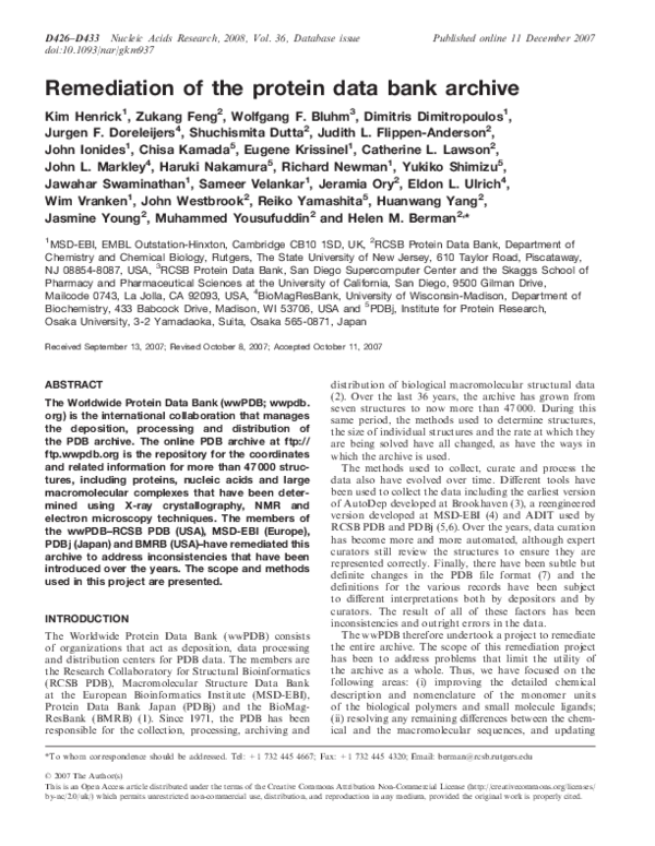 (PDF) Remediation of the protein data bank archive