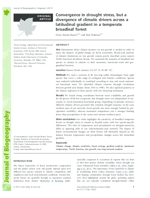 (PDF) Convergence in drought stress, but a divergence of climatic ...