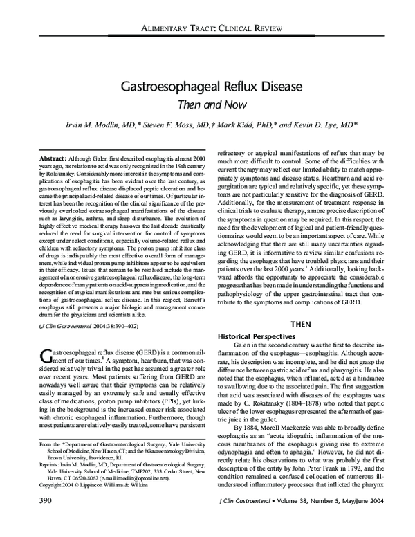 (PDF) Gastroesophageal reflux disease: then and now