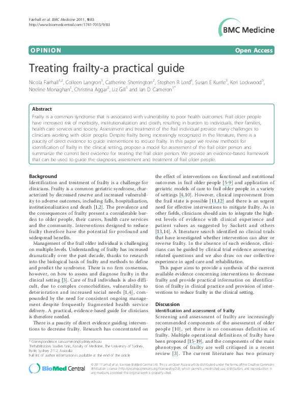 (PDF) Treating frailty-a practical guide