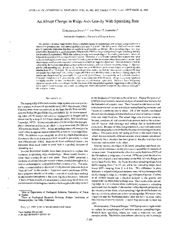 (PDF) An abrupt change in ridge axis gravity with spreading rate