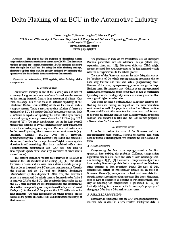 (PDF) Delta Flashing of an ECU in the Automotive Industry