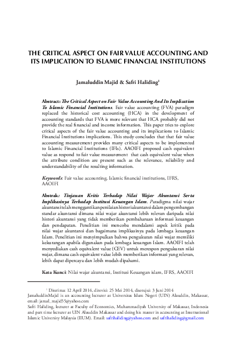 (PDF) THE CRITICAL ASPECT ON FAIR VALUE ACCOUNTING AND ITS IMPLICATION ...