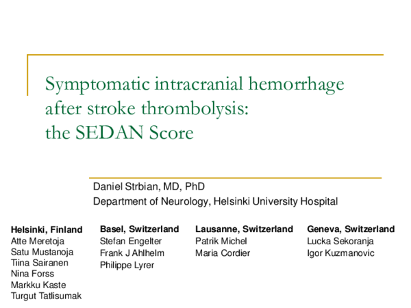 (PDF) Symptomatic intracranial hemorrhage after stroke thrombolysis ...