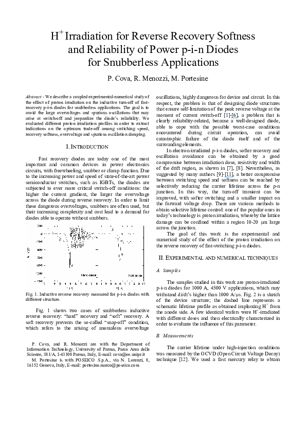 (PDF) Proton Irradiation Impact on P-I-N Diode Recovery Reliability