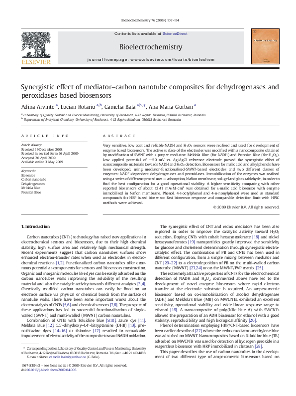 (PDF) Synergistic effect of mediator–carbon nanotube composites for ...