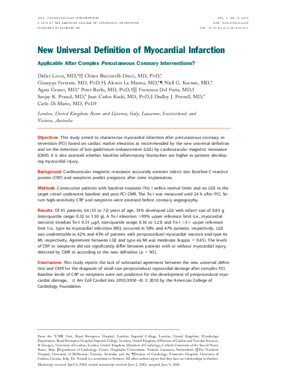 (PDF) New Universal Definition of Myocardial Infarction
