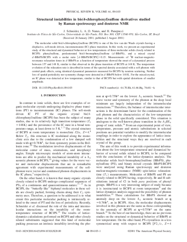 (PDF) Structural instabilities in bis(4-chlorophenyl)sulfone ...