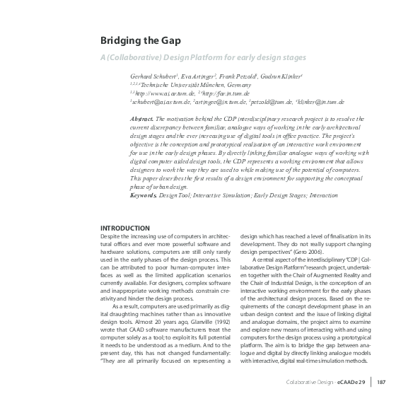 (PDF) Bridging the Gap A (Collaborative) Design Platform for early ...