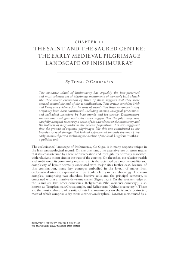 'Inishmurray' in Edwards ed. The Archaeology of the Celtic Churches 2009