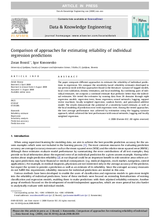 (PDF) Comparison of approaches for estimating reliability of individual ...