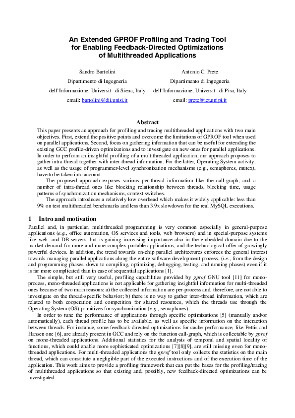 (PDF) An Extended GPROF Profiling and Tracing Tool for Enabling ...