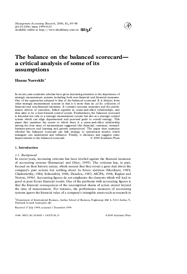 Analysis of a balanced scorecard in dell commerce essay 07 picture