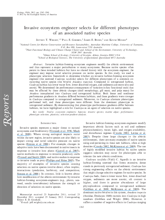(PDF) Invasive ecosystem engineer selects for different phenotypes of ...