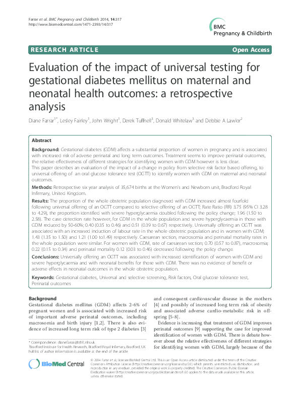 (PDF) Evaluation of the impact of universal screening for gestational ...