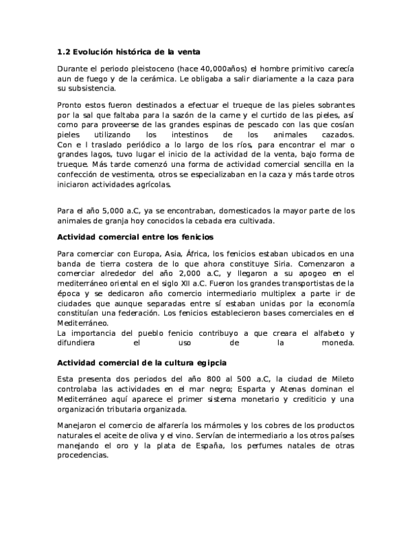 (DOC) 2 Evolución histórica de la venta
