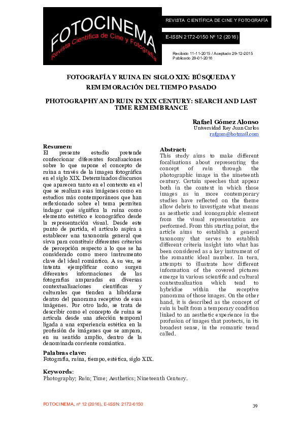 (PDF) [Artículo] Fotografía y ruina en el siglo XIX: búsqueda y ...