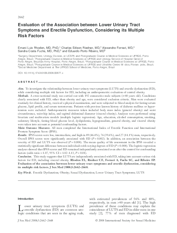 (PDF) Evaluation of the Association between Lower Urinary Tract ...