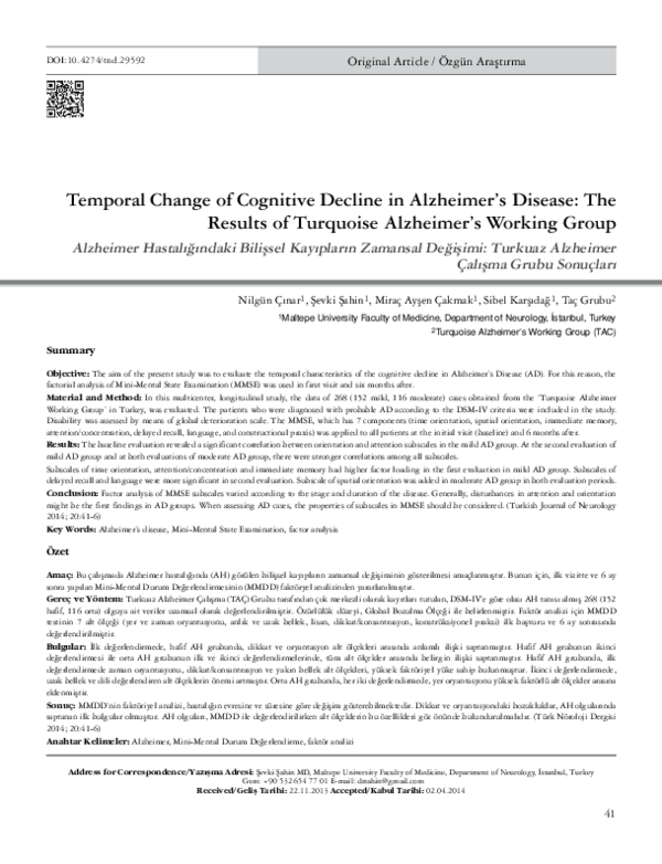 (PDF) Temporal Change of Cognitive Decline in Alzheimer's Disease: The ...