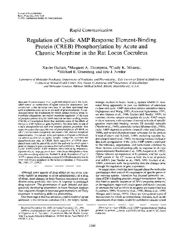 (PDF) Regulation of Cyclic AMP Response Element-Binding Protein (CREB ...