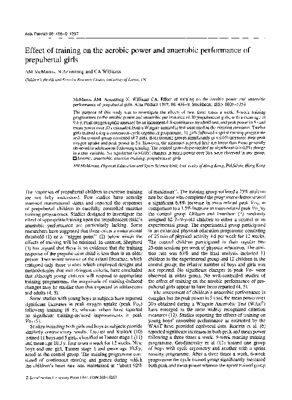 (PDF) Effect of training on the aerobic power and anaerobic performance ...