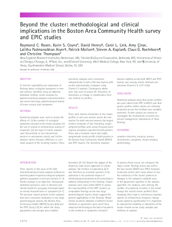 Beyond the cluster: methodological and clinical implications in the Boston Area Community Health survey and EPIC studies