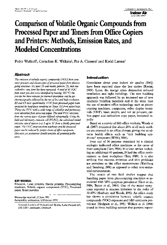 (PDF) Comparison Of Volatile Organic Compounds From Processed Paper And ...