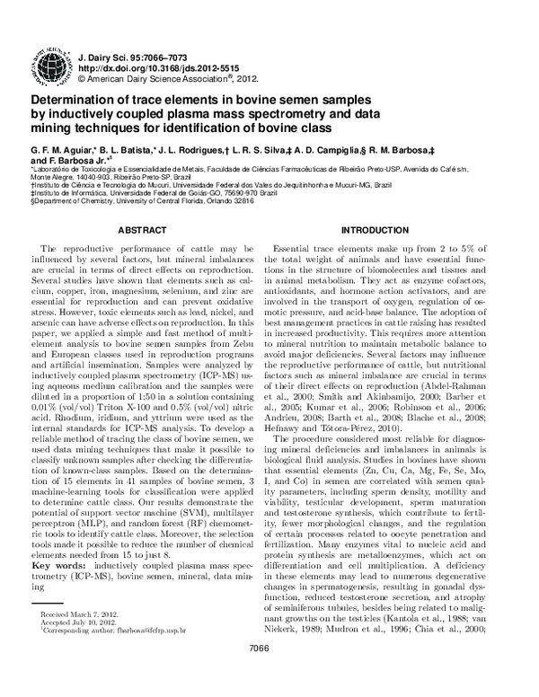 (PDF) Determination of trace elements in bovine semen samples by ...