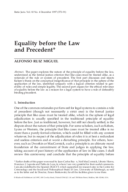(PDF) Equality before the Law and Precedent