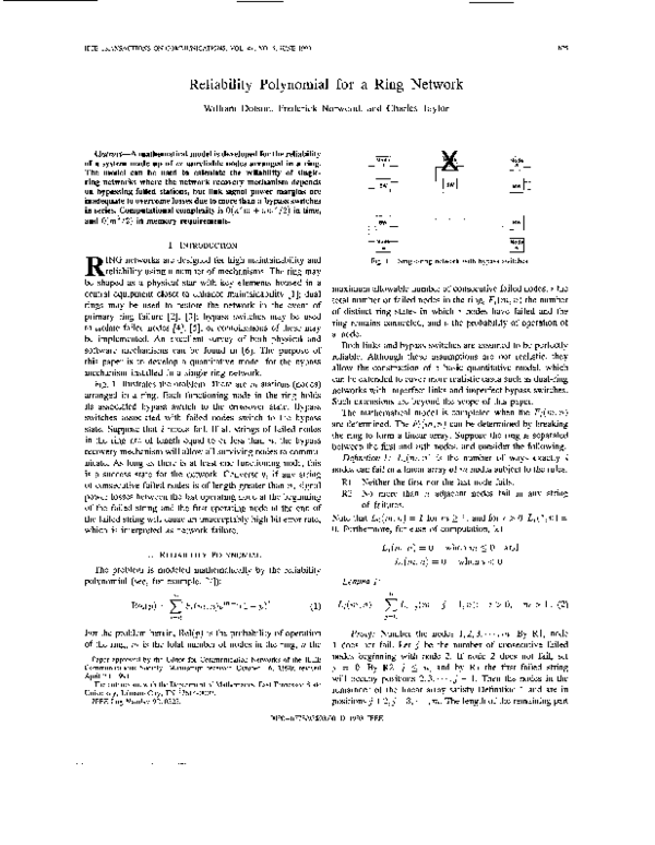 (PDF) Reliability polynomial for a ring network