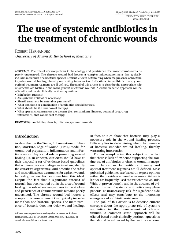 (PDF) The use of systemic antibiotics in the treatment of chronic