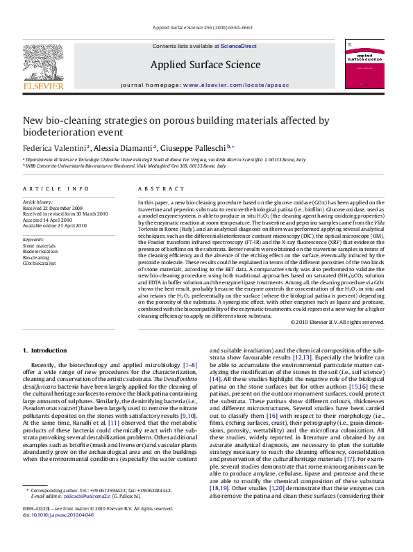 (PDF) New biocleaning strategies on porous building materials affected