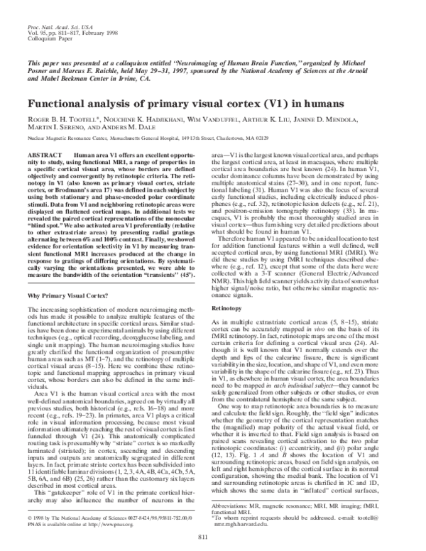 (PDF) Functional analysis of V3A and related areas in human visual cortex