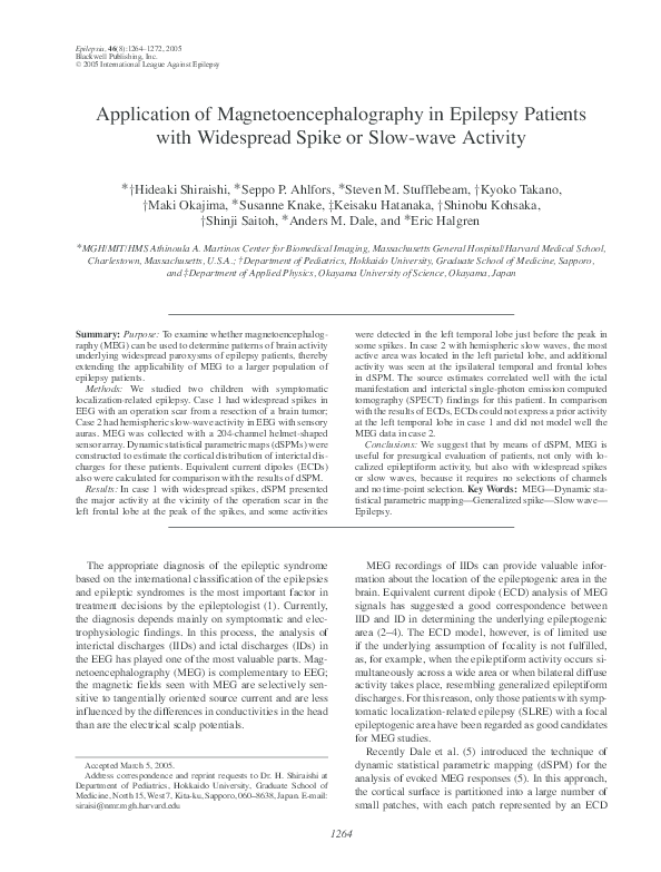 (PDF) Application of Magnetoencephalography in Epilepsy Patients with ...