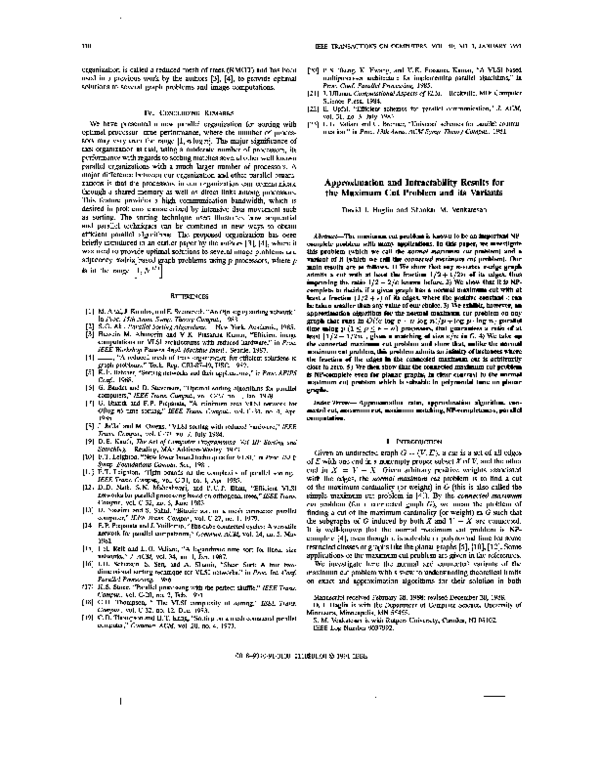 (PDF) Approximation and intractability results for the maximum cut ...