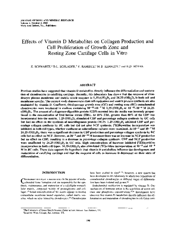 (PDF) Effects of vitamin D metabolites on collagen production and cell ...