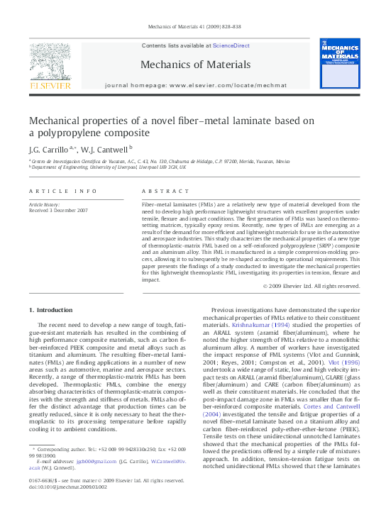 (PDF) Mechanical properties of a novel fiber–metal laminate based on a ...