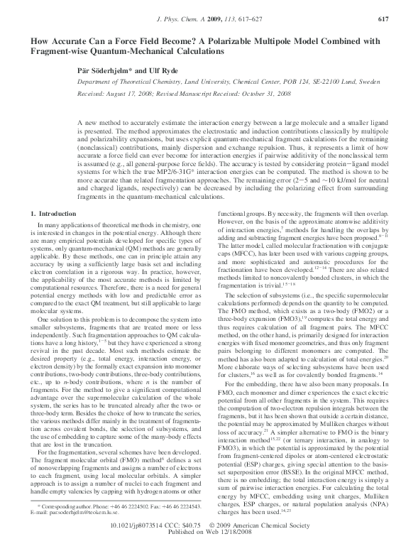(PDF) How Accurate Can a Force Field Become? A Polarizable Multipole ...