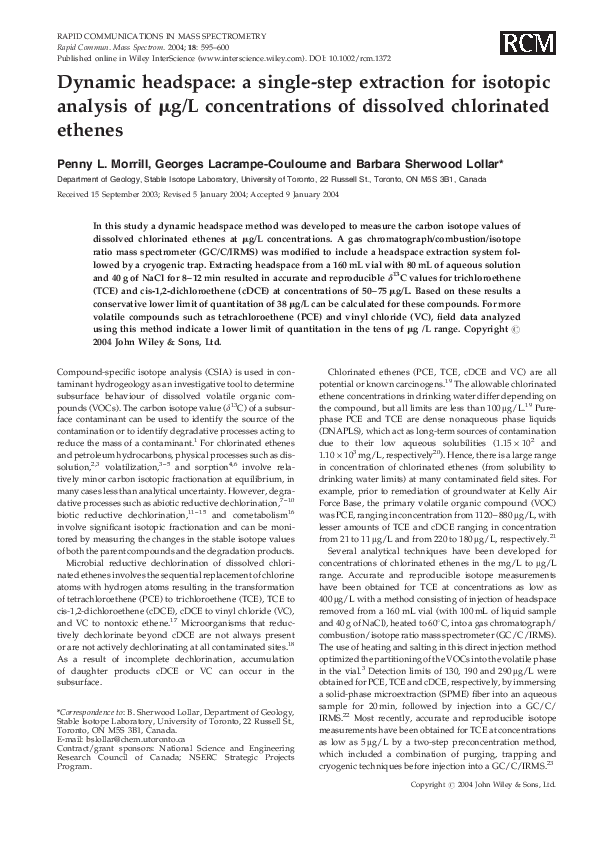 (PDF) Dynamic headspace: a single-step extraction for isotopic analysis ...