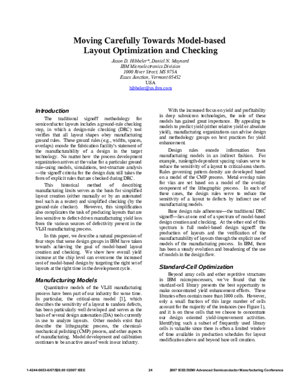 (PDF) Moving Carefully Towards Model-based Layout Optimization and Checking