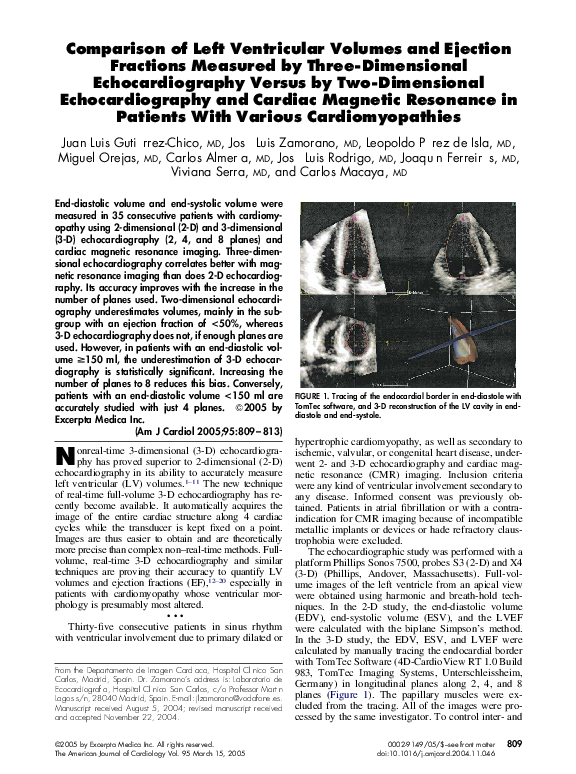 (PDF) Comparison of left ventricular volumes and ejection fractions ...