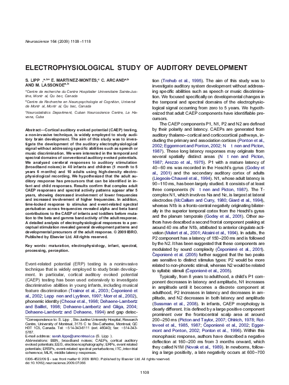 (PDF) Electrophysiological study of auditory development