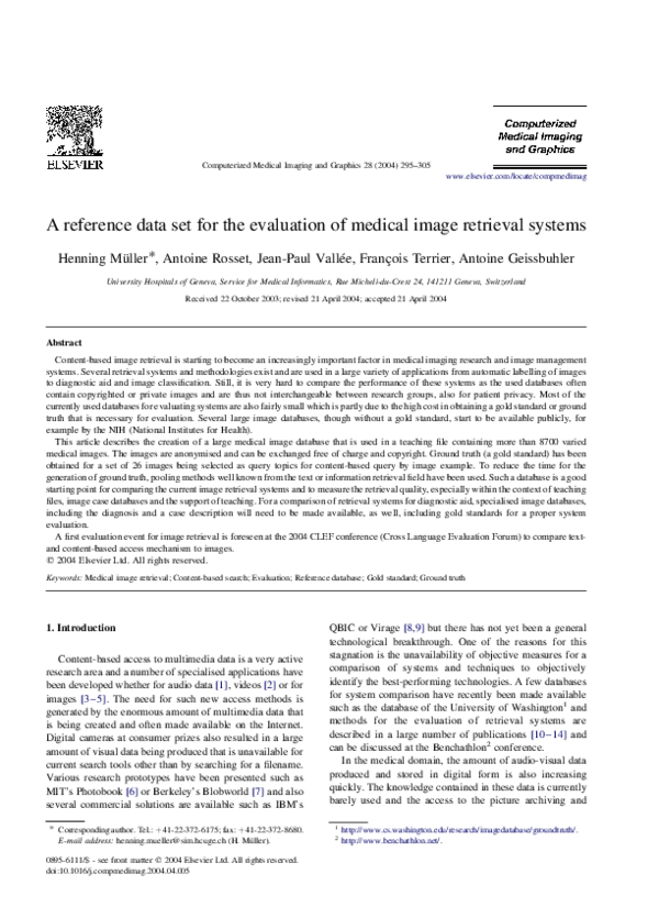 (PDF) A reference data set for the evaluation of medical image