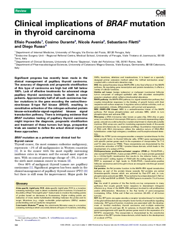 (PDF) Clinical implications of BRAF mutation in thyroid carcinoma