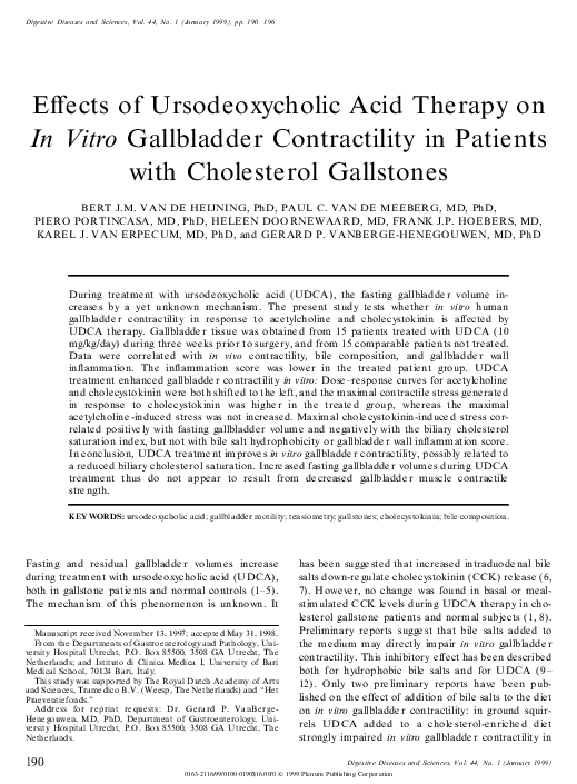 (PDF) Effects of Ursodeoxycholic Acid Therapy on In Vitro Gallbladder ...