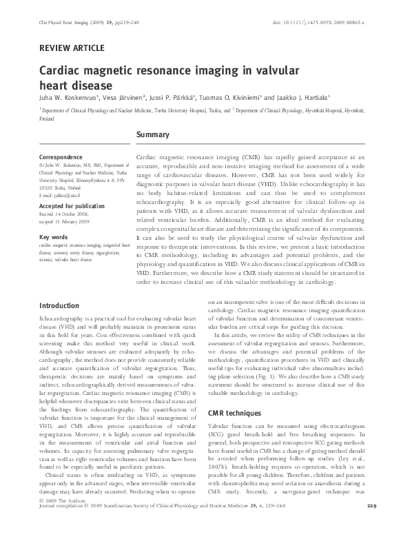 (PDF) Cardiac magnetic resonance imaging in valvular heart disease