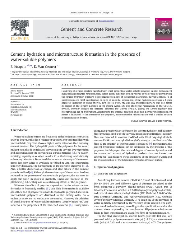 (PDF) Cement hydration and microstructure formation in the presence of ...